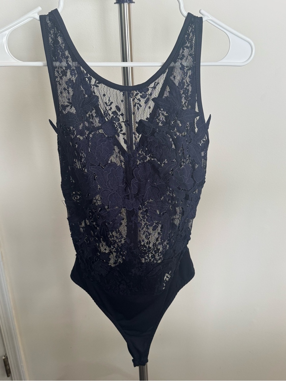 Entry Navy Floral Lace Sleeveless Bodysuit